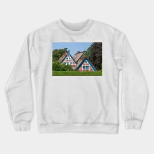 Half-timbered house, Mittelkirchen, Altes Land, Lower Saxony, Germany Crewneck Sweatshirt